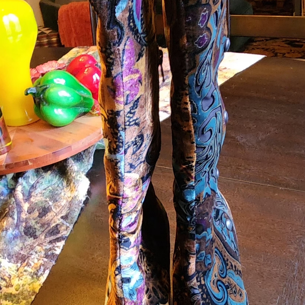 Born Brand Elegant Velvet Paisley Over the Knee Boots - Picture 2 of 9